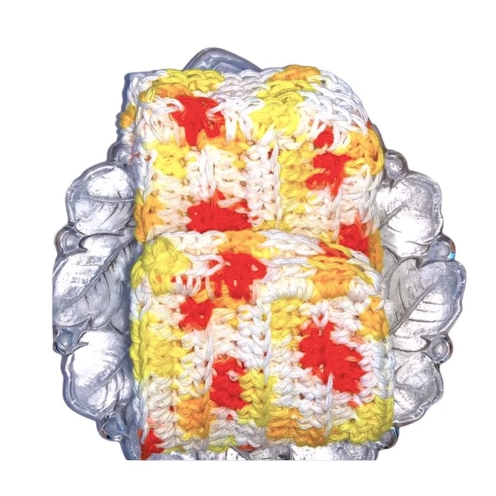 Hand Crafted Colorful All Purpose Wash or Dish Cloths Crochet 100% Cotton